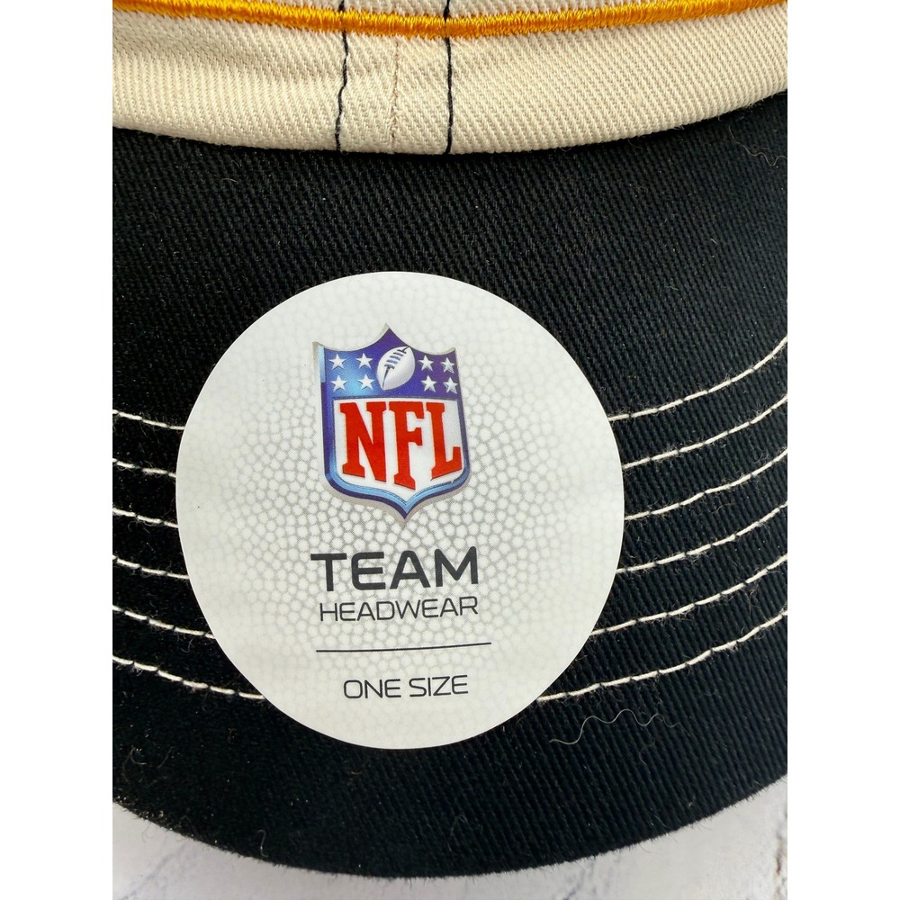 NFL Pittsburgh Steelers Hat Adjustable Cap Black Cream Two Tone Headwear NEW - Picture 7 of 13